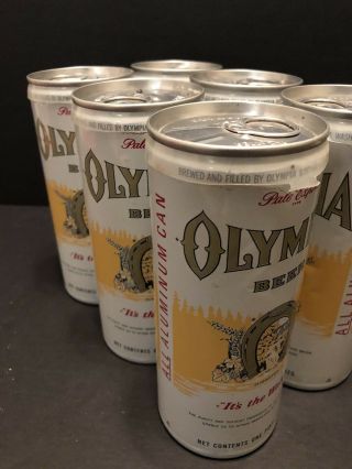 Rare - Test 6 Pack - Air Aluminum Flat Top Pull Tab Olympia Beer Cans (6)
