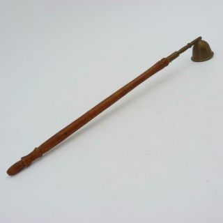 Antique Brass Candle Snuffer With Long Wooden Handle