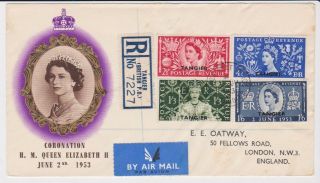 Gb Overprinted Tangier Stamps Rare First Day Cover 1953 Coronation Type 1