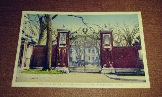 Rare Antique Postcard,  1910 Main Gates Harvard College,  Cambridge Massachusetts