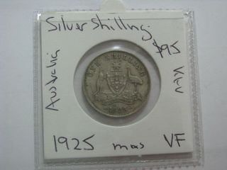 Australia 1925 Silver Shilling Coin Rare Low Mintage Date Coin Very Fine A46