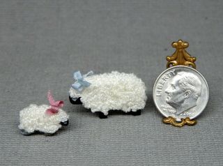 Vintage Child ' s Lamb Sheep Nursery Toys - Artisan Dollhouse Miniature 1:12 2