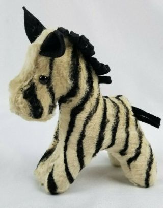Vintage Rare Mid Century Zebra Stuffed Plush Animal Rare Sweet 7 "