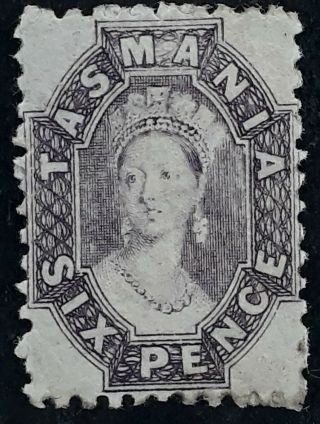 Rare 1884 - Tasmania Australia 6d Reddish Purple Chalon Head Stamp Perf 12