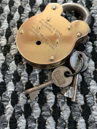 Barn Find Rare Vintage Large Brass Lock Squire 550 Padlock With Keys
