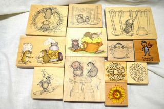 House Mouse Rubber Wooden Stamp Rare Designs,  4 Extra Huge Lot