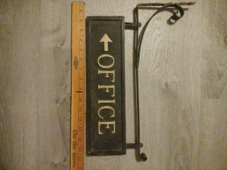 Vintage Antique Cast Iron Doorway Hanging " Office " Sign 16 "
