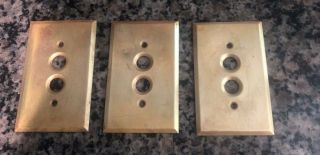 3 Reclaimed Vintage Brass Single Gang Push Button Wall Light Switch Plate Cover
