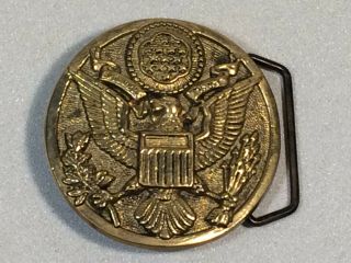 Us Army Rare Solid Brass Belt Buckle Baron 6183 Vintage
