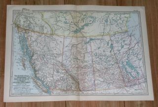 1911 Antique Map Of British Columbia Vancouver Island Alberta Canada