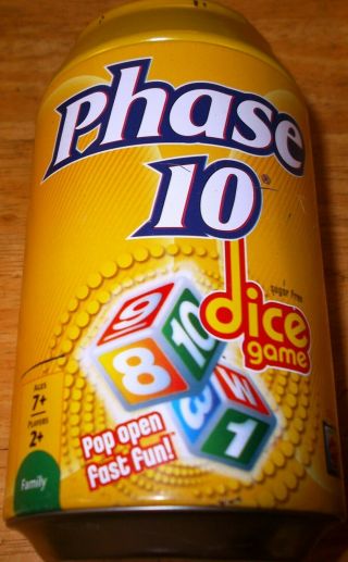 Phase 10 Dice Game Fundex Tin Can 100 Complete Very Rare Oop