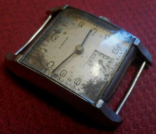Vintage 1940s Oversized LANCO 15 Jewels Tank Swiss Watch Running Wristwatch 2