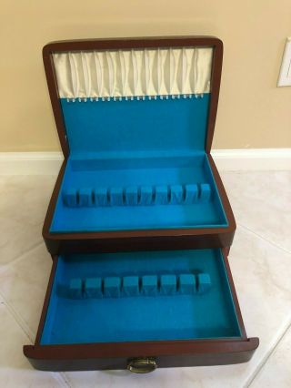 Sterling Silver Silverplate Flatware Wood Storage Chest Case Box About 11 " X 15 "