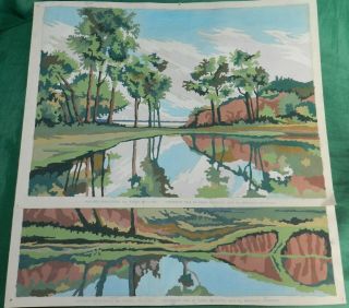 Vintage 1952 Set Of 2 Paint By Number Pann Prod " Natures Reflections " Paintings