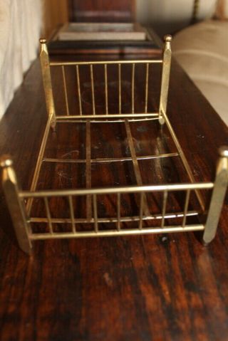 Vintage Doll House Miniature Brass Metal Bed Heavey 7 " By 5 "