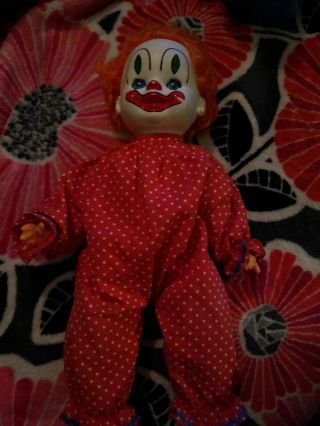 14 " Vintage 1981 Gatabox Perfekta Clown Baby Doll In Red Outfit Orange Hair Htf