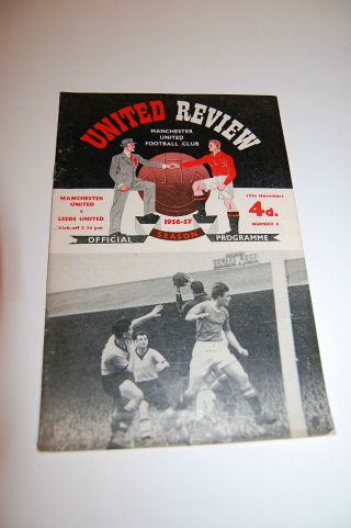 Manchester United V Leeds Review Football Programme 1956 1957 Rare Busby Babes