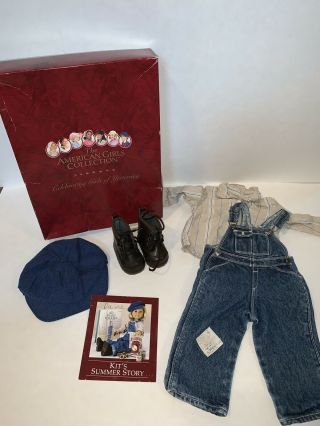 American Girl Kit Hobo Overalls Hat Boots Box Rare Clothes Outfit Doll