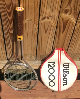 Wilson T2000 Tennis Racquet Very Rare Vintage Made In Usa Chrome Frame W Cover