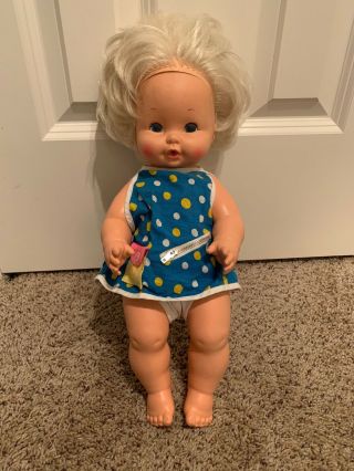 1969 Mattel Baby Tender Love Baby Doll That Drinks & Wets W Clothing