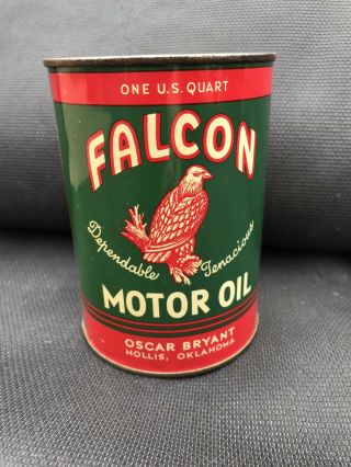 Antique Falcon Motor Oil Tin Can Gas Station Advertising Oklahoma