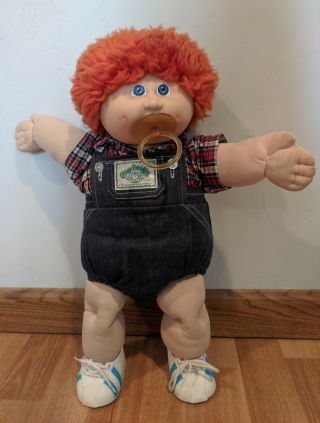 Rare Vintage 1983 Coleco Cabbage Patch Kid Red Orange Fuzzy Hair With Pacifier