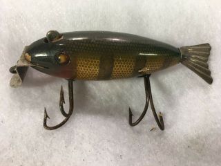 Vintage Creek Chub Bait Company Wooden Fishing Lure W/glass Eyes & Tin Tail Fin