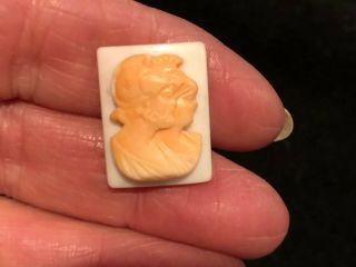 Antique Hand Carved Shell Cameo Of Two People Master Carved