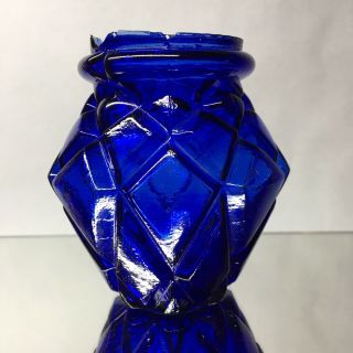Rare Antique Harlequin Cobalt Blue Glass Christmas Illumination Fairy Light Lamp