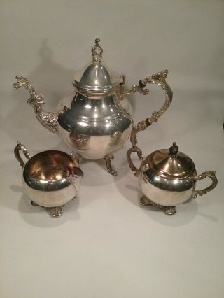 Vintage Silver Plated Tea Pot,  Sugar Bowl Creamer.  123
