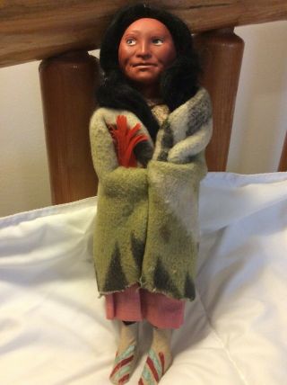 Vintage Composition Skookum Indian Native American Doll 11.  5 " All