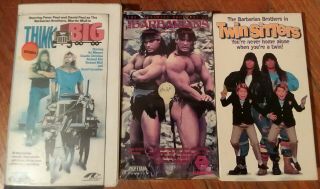 Barbarian Brothers - 3 Vhs Think Big The Barbarians Twin Sitters - Rare Cult