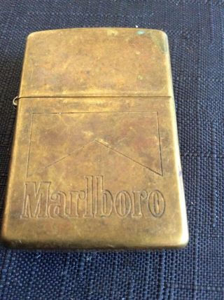 Very Old And Rare Zippo Brass Lighter Marlboro
