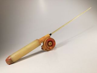 Winter Ice Fishing Rod Vtg Ussr Soviet Russian Come With Reel Fisher Tool Rare