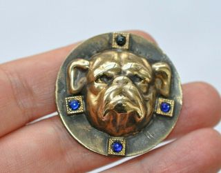 Antique Brass Buttons Of France The Head Of A Dog And Stones