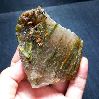 Rare 147 G Natural Green Tourmaline Crystals Rough Stone Specimen A18