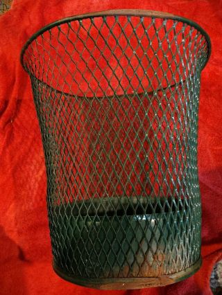 Vintage Industrial Wire Mesh Paper Waste Basket/trash Can - Nemco Metal Co