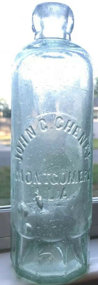 Rare Variant John C Cheney Montgomery Alabama Ala Hutch Bottle Pioneer Glass