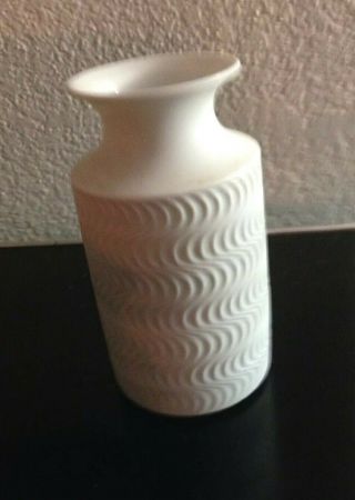 Kaiser Bisque Porcelain Vase Wave Design Germany Vintage Mid Century Mod White