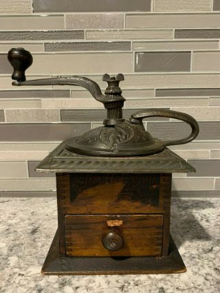Antique Early American Parkers National Coffee Mill 431 Grinder