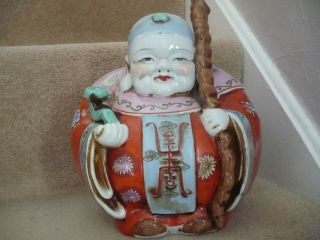 A Vintage Large Chinese Buddha Figure Very Colourful And