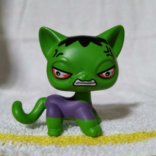 Littlest Pet Shop Custom Ooak Lps Cat Avengers Hulk Hand Painted Figure Rare B