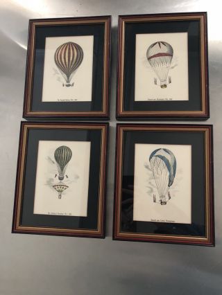Antique Framed Hot Air Balloon Prints Set Of 4