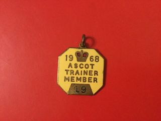 Vintage 1968 Ascot Horse Racecourse Trainer Member Enamel Badge,  Rare.