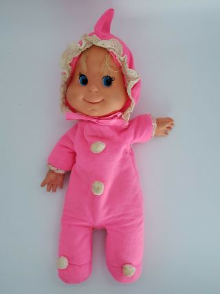Vintage 1970 Mattel 11 " Baby Beans Doll In Hot Pink Outfit "