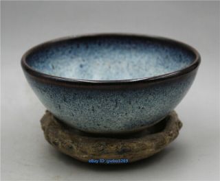 Chinese Old Porcelain Bowl Handwork Jun Kiln Old Kiln Sticky Bottom Bowl
