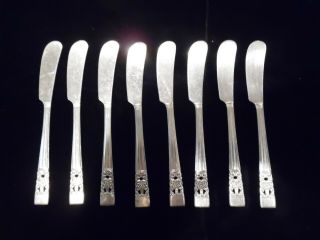 Oneida Community Coronation Butter Knifes Silver Plate Flatware Set Of 8