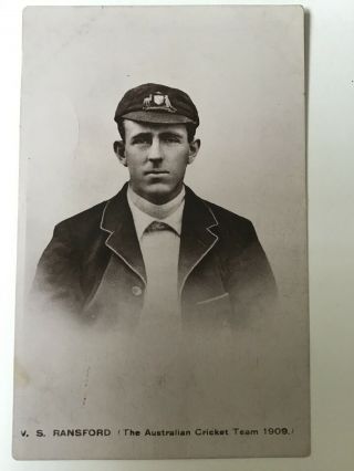 Cricket Postcard 1909 V.  S.  Ransford Australian Very Rare