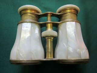 Antique French - LEMAIRE PARIS - Mother of Pearl and Brass Opera Glasses.  EUC 3