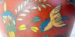 Antique Meiji Japanese Totai Shippo Cloisonne Ceramic Ginger Jar/Birds Butterfly 2